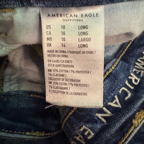 American Eagle Outfitters Ripped Blue Skinny Jeans Jeggings 10 Long 10L - Picture 4 of 5